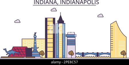 United States, Indianapolis tourism landmarks, vector city travel illustration Stock Vector