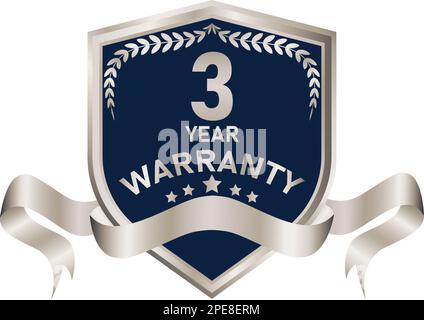 blue and silver warranty badge illustration, in premium colors, seals ...