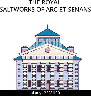 France, Salins Les Bains To The Royal Saltwork Landmark tourism landmarks, vector city travel illustration Stock Vector