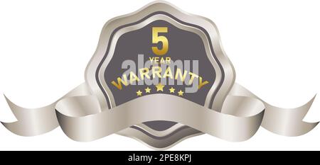 warranty badge illustration in gold silver color, in premium colors, seals, medals, shields, badges, scrolls, and ornaments Stock Vector