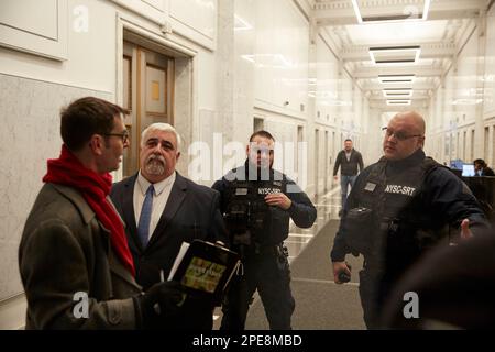 New York, New York, USA. 15th Mar, 2023. Sebastian Doggart.Executive Director Families Civil Liberties Union is denied access to the NY Commission on Judicial Conduct to deliver the signed letter of complaint. (Credit Image: © Mark J. Sullivan/ZUMA Press Wire) EDITORIAL USAGE ONLY! Not for Commercial USAGE! Credit: ZUMA Press, Inc./Ģ����ý Live News Stock Photo
