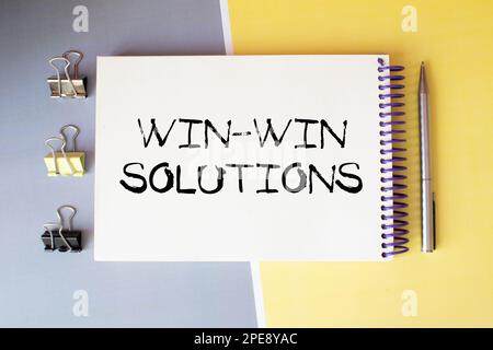 win-win solution - negotiation or conflict resolution concept - isolated words in vintage wood type. Stock Photo