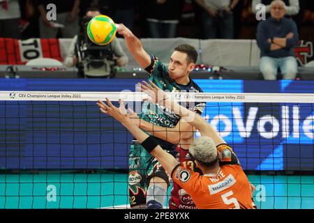 PalaBarton, Perugia, Italy, March 15, 2023, sir12  during  Sir Sicoma Monini Perugia vs Berlin Recycling Volleys - CEV Champions League volleyball match Stock Photo