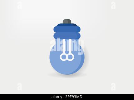 blue bulb icon with white background and shadow Stock Vector
