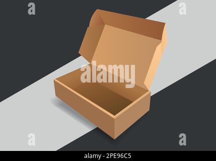 Open cardboard icon in flat style. Shipping box vector illustration on isolated background. Container sign business concept. Stock Vector