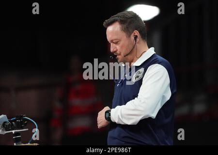 PalaBarton, Perugia, Italy, March 15, 2023, wim cambre (referee belgium)  during  Sir Sicoma Monini Perugia vs Berlin Recycling Volleys - CEV Champions League volleyball match Stock Photo