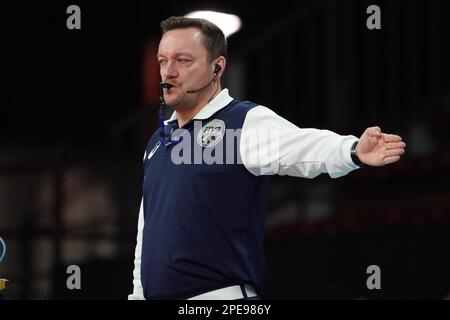 PalaBarton, Perugia, Italy, March 15, 2023, wim cambre (referee belgium)  during  Sir Sicoma Monini Perugia vs Berlin Recycling Volleys - CEV Champions League volleyball match Stock Photo