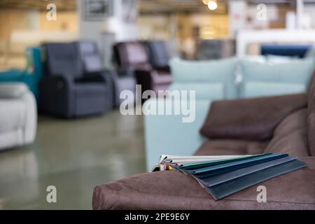 Various samples of upholstery fabric Stock Photo