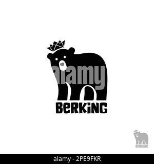 Berking Bear logo vector concept. Bear logo template with crown Stock Vector