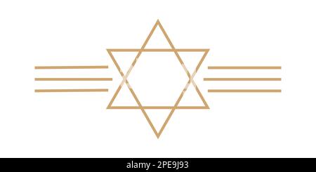 Beige outline image of the Star of David. The Star of David is a symbol commonly associated with Jewish identity and Judaism. Vector illustration. Stock Vector