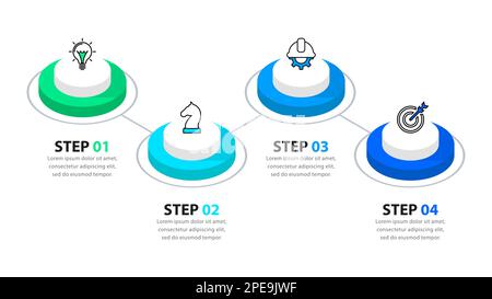 Infographic template with icons and 4 options or steps. Can be used for workflow layout, diagram, banner, webdesign. Vector illustration Stock Vector