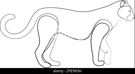 Panther continuous line drawing. Wildlife vector illustration Stock Vector