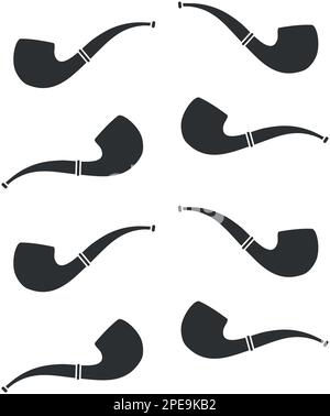 Vector seamless pattern of flat black smoking pipe isolated on white background Stock Vector