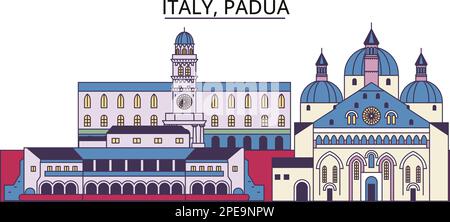 Italy, Padua tourism landmarks, vector city travel illustration Stock Vector