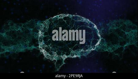 Composition of human brain and dna strand on black background Stock Photo