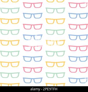 Vector seamless pattern of flat colored glasses Stock Vector