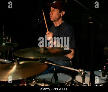 Matt Kelly, drummer with the Dropkick Murphys, performing at