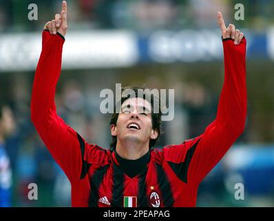 AC Milan's Ricardo Kaka' of Brazil celebrates after scoring during