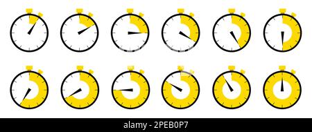 Horizontal set of analog clock icon Stock Vector