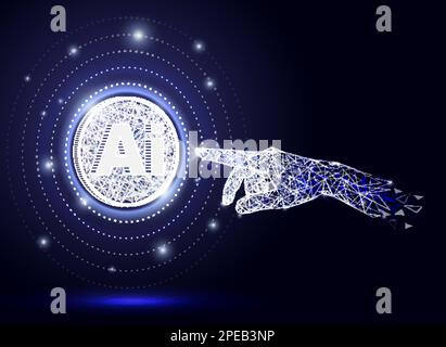 Hand touching digital AI chatbot for provide access Stock Vector