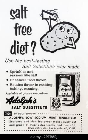 Adolph's salt substitute advert in a Natgeo magazine September 1956 Stock Photo