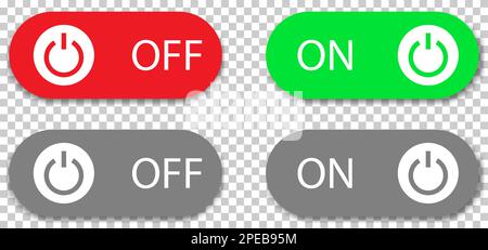 Power buttons with on, off labels. Vector illustration isolated on transparent background Stock Vector