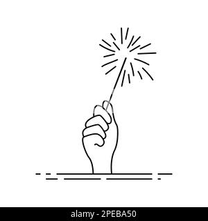Hand holding a sparkling sparkler Stock Vector