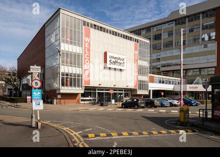 Salford, Manchester, uk, march 11, 2023 University of Salford campus building Stock Photo