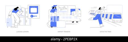 Travelling by train abstract concept vector illustrations. Stock Vector