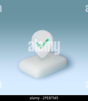Checkmark icon. Approvement concept. Geolocation map mark, point location. Stock Vector