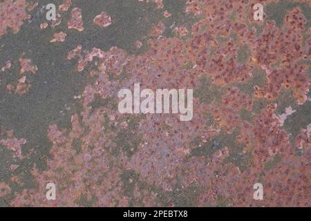 Grunge rusted metal texture, rust and oxidized metal background. Old, worn metallic panel. Rusty corrosion. Stock Photo