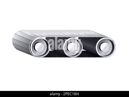 Industrial rollers belt conveyor vector illustration isolated on a white background Stock Vector