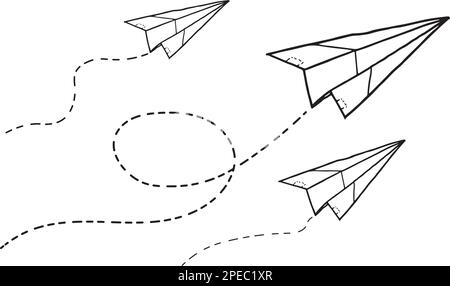 Raw sketch of a paper plane flying as concept of message delivery Stock Vector