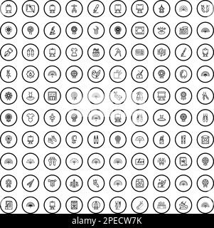 100 art icons set. Outline illustration of 100 art icons vector set isolated on white background Stock Vector