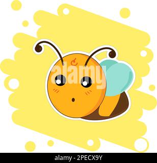 Funny bee on a yellow background Stock Vector