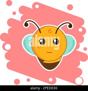 Funny bee on a pink background Stock Vector