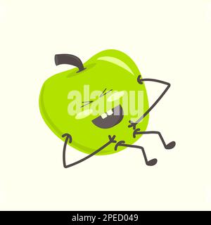 An apple rolling with laughter Stock Vector