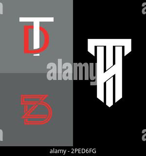 Letter logo, td logo, th logo, zd logo, td th zd logo and minimal logo design. This logo can be used for company, website and printing. Stock Vector