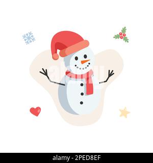 Flat Illustration of Winter Snow Man Vector Illustration Design. Stock Vector