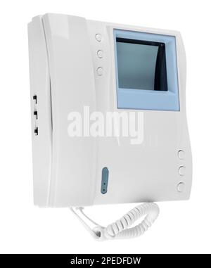 Intercom base station with handset isolated on white Stock Photo