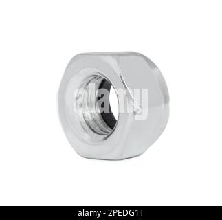 One metal lock nut isolated on white Stock Photo - Alamy