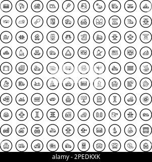100 auto service icons set. Outline illustration of 100 auto service icons vector set isolated on white background Stock Vector