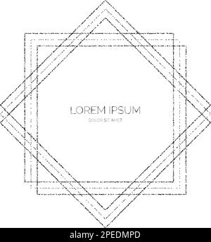Geometric textured frame. Black stipple dots separator and divider. Rectangle dotted frame design. Vector background  Stock Vector