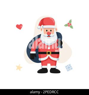 Flat Design Illustration of Santa Christmas Vector Illustration Design. Stock Vector