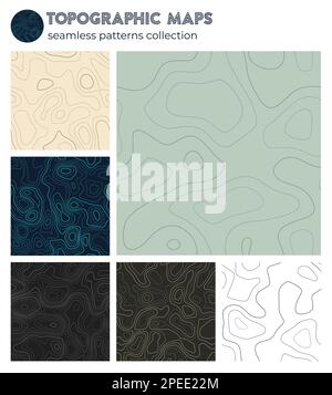 Topographic maps. Astonishing isoline patterns, seamless design. Creative tileable background. Vector illustration. Stock Vector