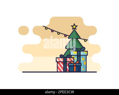 Winter, Christmas Gift Cartoon Isolated on a White Background. Vector Illustration Design. Stock Vector
