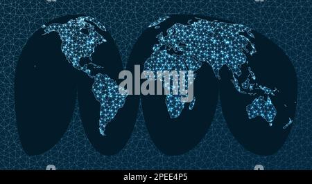 Internet and global connections map. Interrupted sinusoidal projection ...