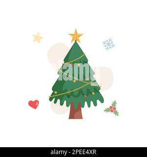 Flat Illustration of Christmas Pine Trees. Winter Illustration Vector Design. Stock Vector