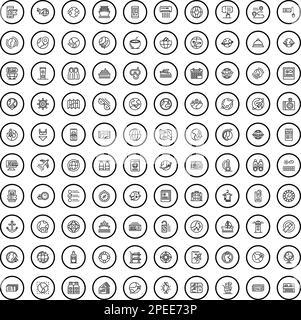 100 journey icons set. Outline illustration of 100 journey icons vector set isolated on white background Stock Vector