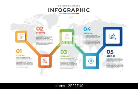 editable infographic design. 5 Steps Business infographic process or business timeline infographic template. Timeline designed for business, presentat Stock Vector